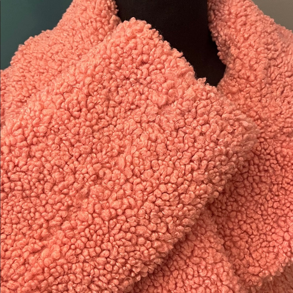 J Crew Pink Double-breasted Teddy Sherpa Topcoat Size Medium - Picture 7 of 16